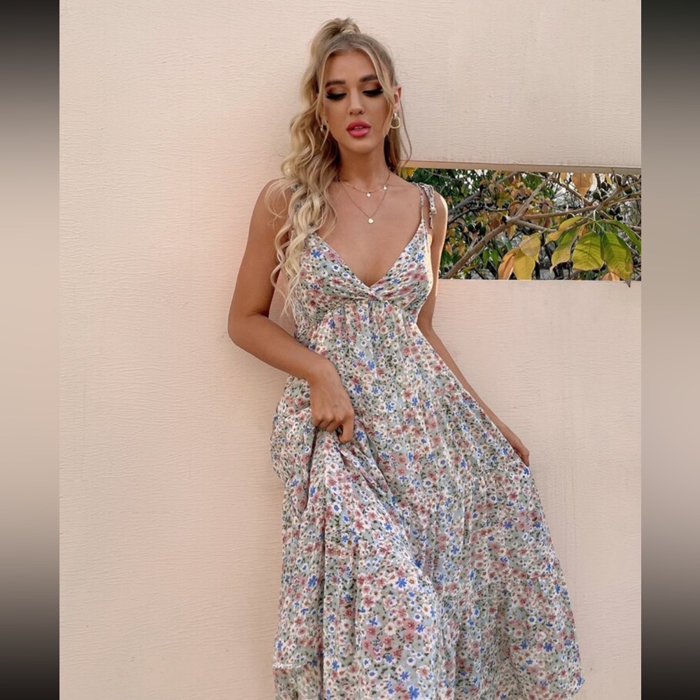 Ditsy floral ruffle hem cami dress